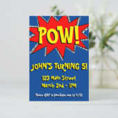 Superhero Comic Buch Thema Einladung Vorlage (Stehend Vorderseite)