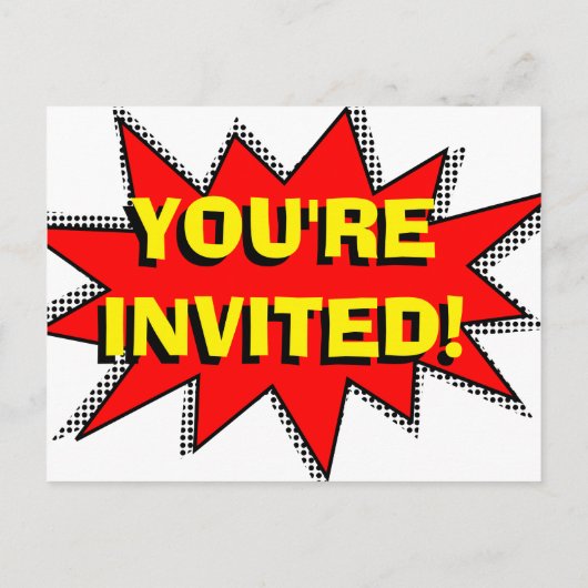 Superhero Comic Buch Thema Einladung Vorlage (Rückseite)