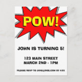 Superhero Comic Buch Thema Einladung Vorlage (Vorderseite)