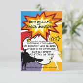 Superhero Comic Bucheinladung Einladung (Stehend Vorderseite)