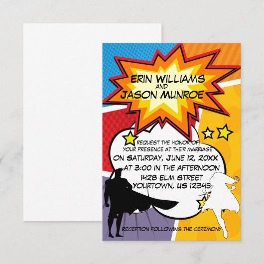 Superhero Comic Bucheinladung Einladung (Vorne/Hinten)