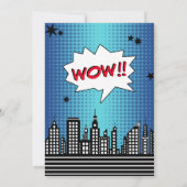 Superhero Comic buchen jeden Geburtstag Einladunge Einladung (Rückseite)