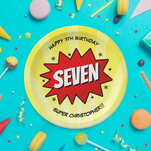 Superhero Comic buchen jedes Alter Geburtstag Pappteller