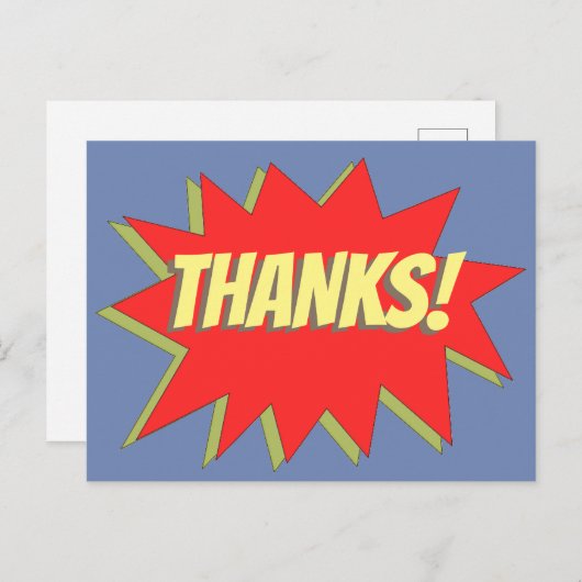 Superhero Comic Danke Postkarte (Vorne/Hinten)