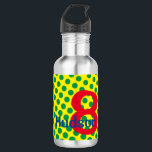 Superhero Comic Dots Kids AGE NAME Birthday Fun Edelstahlflasche<br><div class="desc">Superhero Comic Hintergrund Punkte Muster in grün & gelb mit individuellem Alter in rot,  individuelle Name in blau. Leicht zu personalisieren Text,  Textfarben,  Schriftart. Ideal für Superheld Geburtstag,  Gastgeschenk,  Sport,  Schulessen. Farbenfroh,  modern,  Spaß. Mischen und fügen Sie ganze Comicen / Kids Kollektionen von TMCdesigns zusammen.</div>