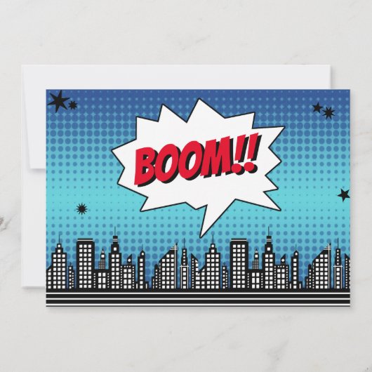 Superhero Comic Foto jedes Alters Einladungen zum (Rückseite)