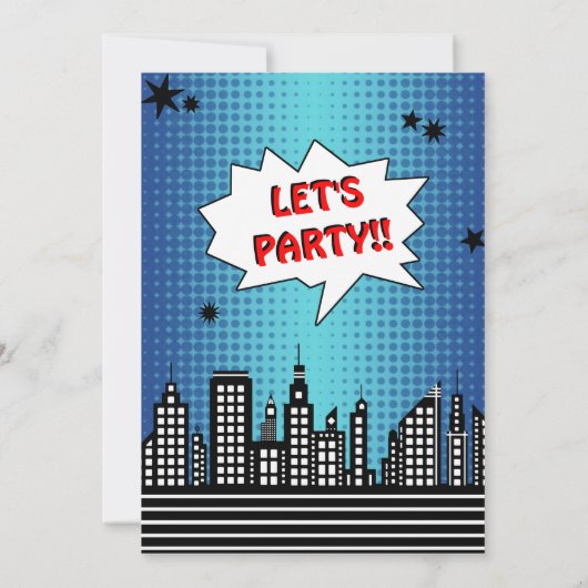 Superhero Comic Foto jedes Alters Einladungen zum (Rückseite)