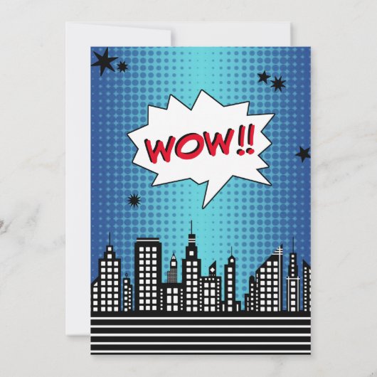 Superhero Comic Foto jedes Alters Einladungen zum (Rückseite)