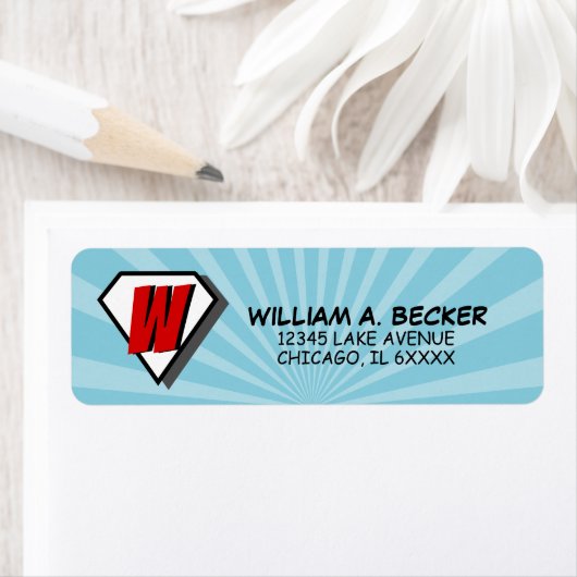 Superhero Comic Geburtstagsadressen-Label (Insitu)
