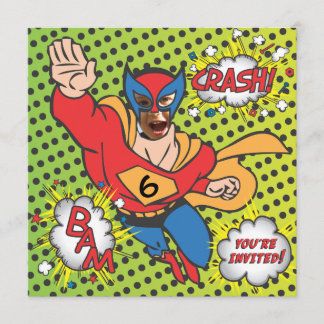 Superhero Comic Geburtstagsfotokarte Einladung