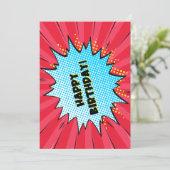 Superhero Comic Geburtstagskarte Feiertagskarte (Stehend Vorderseite)