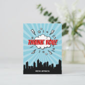Superhero Comic Geburtstagsparty Danke Postcard Postkarte (Stehend Vorderseite)