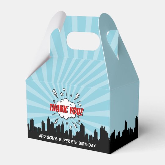 Superhero Comic Geburtstagsparty Geschenkschachtel (Rückseite)