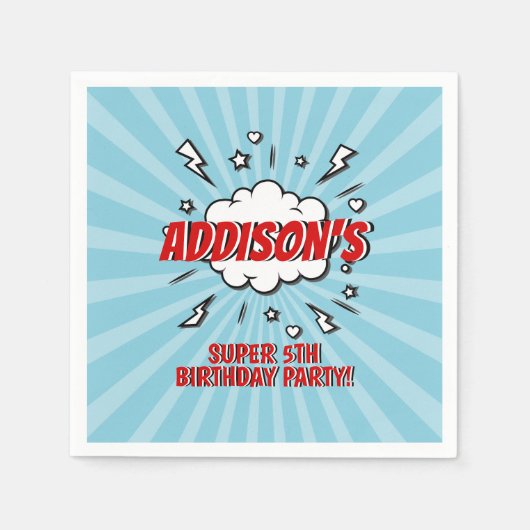 Superhero Comic Geburtstagsparty Paper Napkin Serviette (Vorderseite)