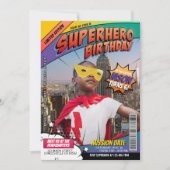 Superhero Comic Magazine Birthday Einladung (Vorderseite)