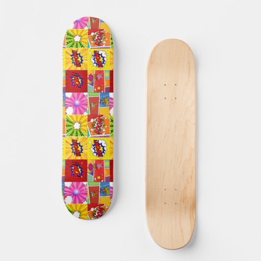 Superhero Comic Pop Hintergrund Skateboard (Vorderseite)