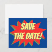 Superhero-Comic Save the Date Ankündigung (Vorne/Hinten)