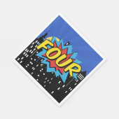 Superhero Comic Speech Bubble 4. Geburtstag Party Serviette (Ecke)