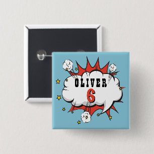 Superhero Comic Speech Bubble Boy Birthday Button