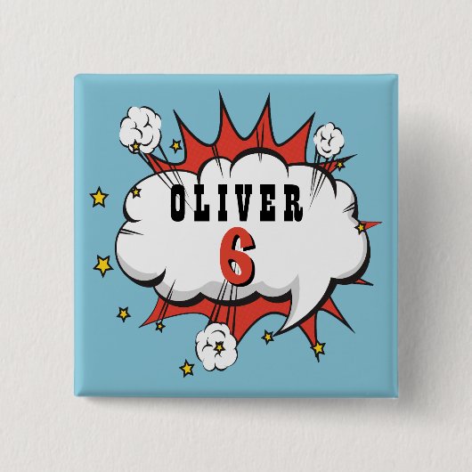 Superhero Comic Speech Bubble Boy Birthday Button (Vorderseite)