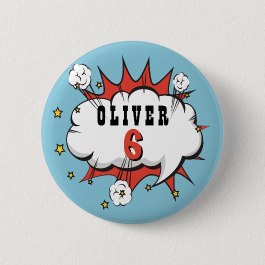 Superhero Comic Speech Bubble Boy Birthday Button (Vorderseite)
