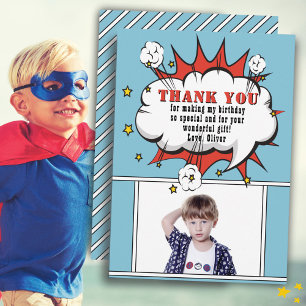 Superhero Comic Speech Bubble Boy Birthday Dankeskarte
