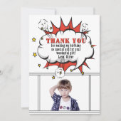 Superhero Comic Speech Bubble Boy Birthday Dankeskarte (Vorderseite)