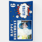 Superhero Comic Speech Bubble Boy Birthday Foto Banner (Vertikal)