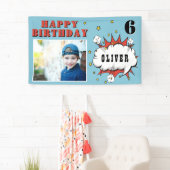 Superhero Comic Speech Bubble Boy Birthday Foto Banner (Insitu)