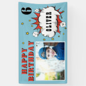 Superhero Comic Speech Bubble Boy Birthday Foto Banner (Vertikal)