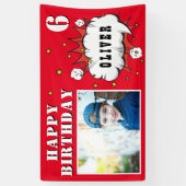 Superhero Comic Speech Bubble Boy Birthday Foto Banner (Vertikal)