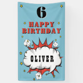 Superhero Comic Speech Bubble Boy Birthday Party Banner (Vertikal)