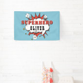 Superhero Comic Speech Bubble Boy Birthday Party Banner (InSitu)