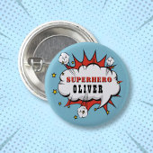Superhero Comic Speech Bubble Boy Birthday Party Button