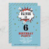 Superhero Comic Speech Bubble Boy Birthday Party Einladung (Vorne/Hinten)