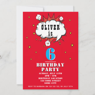 Superhero Comic Speech Bubble Boy Birthday Party Einladung