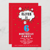 Superhero Comic Speech Bubble Boy Birthday Party Einladung (Vorne/Hinten)