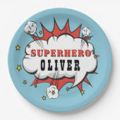 Superhero Comic Speech Bubble Boy Birthday Party Pappteller (Vorderseite)
