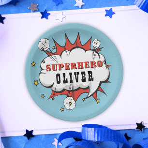 Superhero Comic Speech Bubble Boy Birthday Party Pappteller