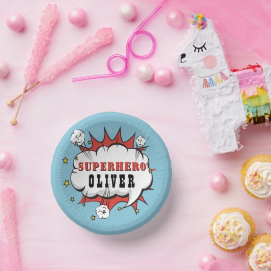 Superhero Comic Speech Bubble Boy Birthday Party Pappteller (Party)