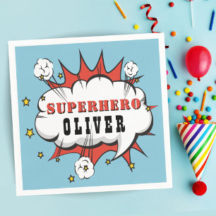 Superhero Comic Speech Bubble Boy Birthday Party Serviette