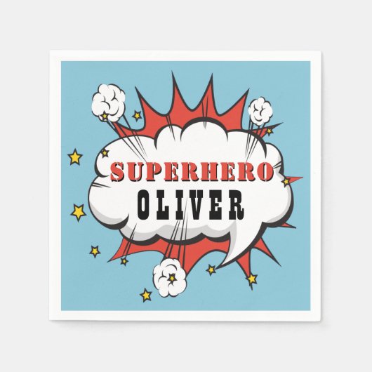 Superhero Comic Speech Bubble Boy Birthday Party Serviette (Vorderseite)