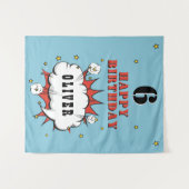 Superhero Comic Speech Bubble Boy Birthday Party Wandteppich (Vorderseite (Horizontal))