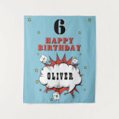 Superhero Comic Speech Bubble Boy Birthday Party Wandteppich (Vorderseite)