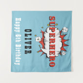 Superhero Comic Speech Bubble Boy Birthday Party Wandteppich (Vorderseite (Horizontal))