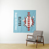 Superhero Comic Speech Bubble Boy Birthday Party Wandteppich (Beispiel (Horizontal))