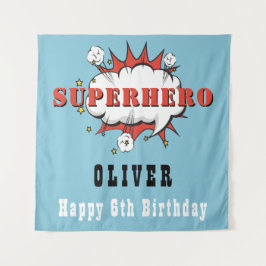 Superhero Comic Speech Bubble Boy Birthday Party Wandteppich