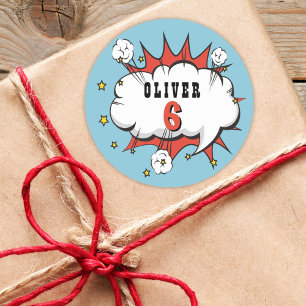 Superhero Comic Speech Bubble Boy Birthday Runder Aufkleber