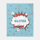 Superhero Comic Speech Bubble Boy Foto Fleecedecke (Vorderseite)