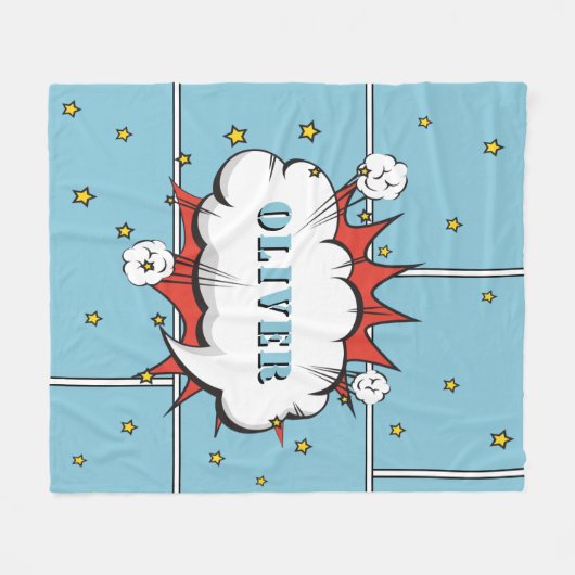 Superhero Comic Speech Bubble Boy Foto Fleecedecke (Vorderseite (Horizontal))